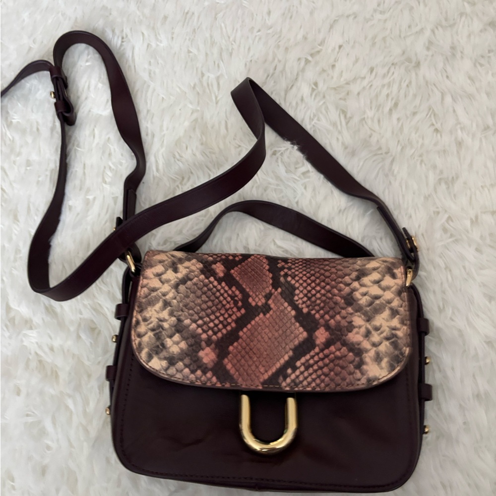 J. Crew Harper Snake Embossed Flap Leather Crossbody Bag